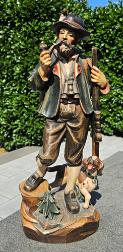 Holz schnitzfigur jäger mit - holz-schnitzfigur,